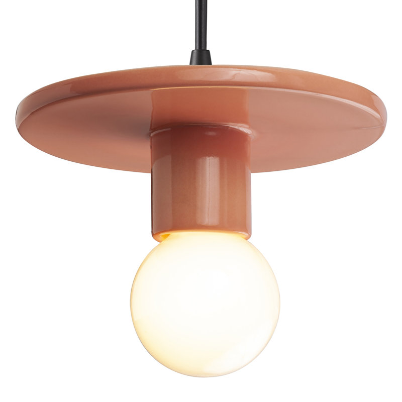 Luminaire suspendu à 1 lumière Leni, Rosé brillant, Noir mat