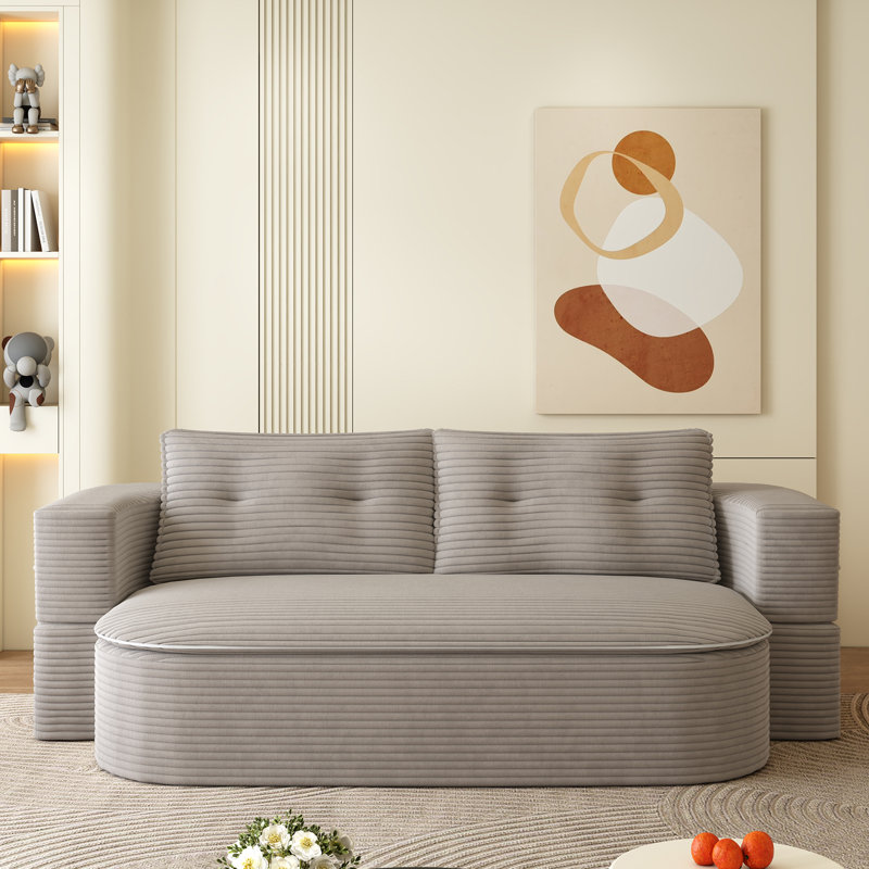 Canapé moderne pliable 2-en-1 avec couverture fonctionnelle et 2 coussins moelleux Boneless, Café