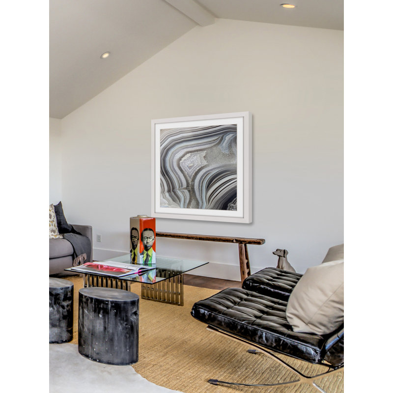 Valley of Waves White Framed Abstract Canvas Print, 18" x 18"