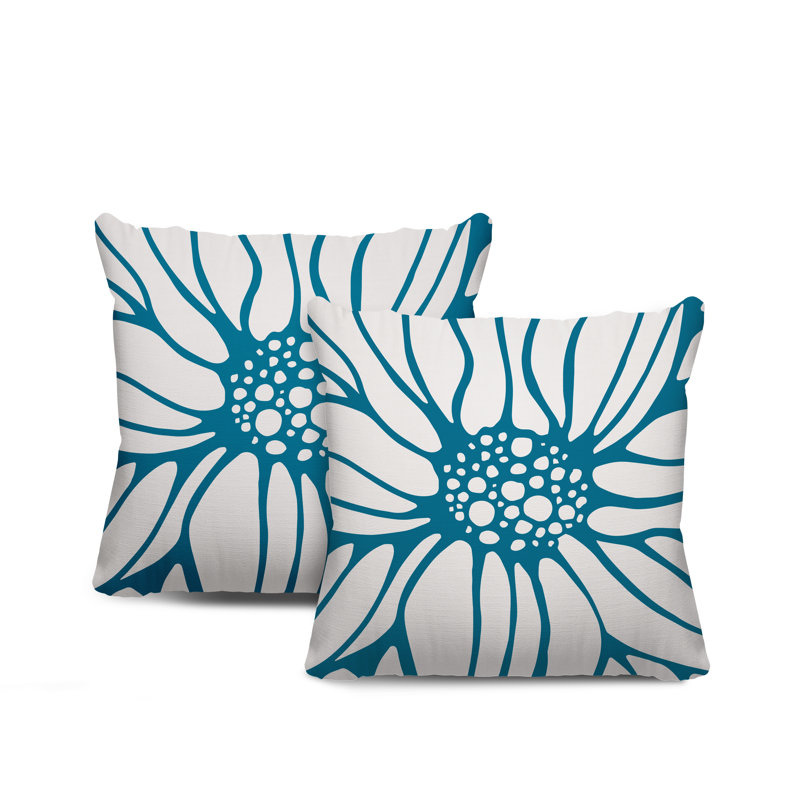 Housse et insert de coussin décoratif intérieur / extérieur en mélange de polyester, L 19 po x H 19 po, Turquoise