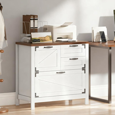 Classeur à 4 tiroirs pour le rangement organisé des dossiers et des fournitures de bureau, mouvement fluide, plateau de table épais de 0,98 po, classeur latéral à structure en bout avec quatre tiroirs de documents de format lettre / A4 / légal, surface,