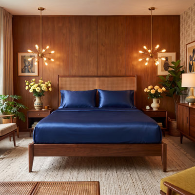 Ensemble de literie en satin de satin 3 pièces pour très grand lit, draps de luxe rafraîchissants avec drap-housse à poche profonde de 15 po, linge de lit à faible pli