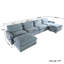 Canapé modulaire rembourré 6 pièces en tissu de lin avec repose-pieds 6 pièces-124608948-124608949