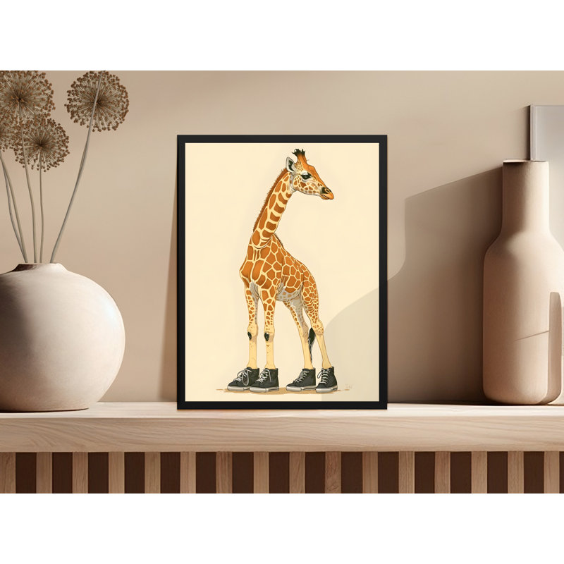 Giraffe Wall Art, Sneakers Art, Animal Print, Funny Giraffe, Quirky Decor, Kids Room Art, Framed Wall Art, Multiple Sizes