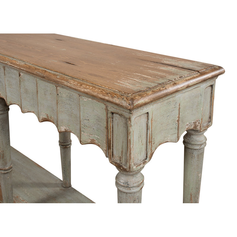 Chantal 93'' W Solid Wood Console Table, Natural Pine/Sage