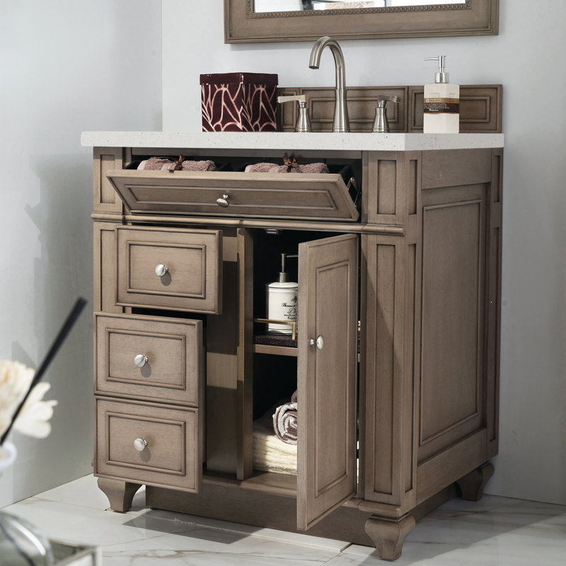 Bristol 30'' W Single Vanity, Whitewashed Walnut, Lime Delight, 8" Widespread