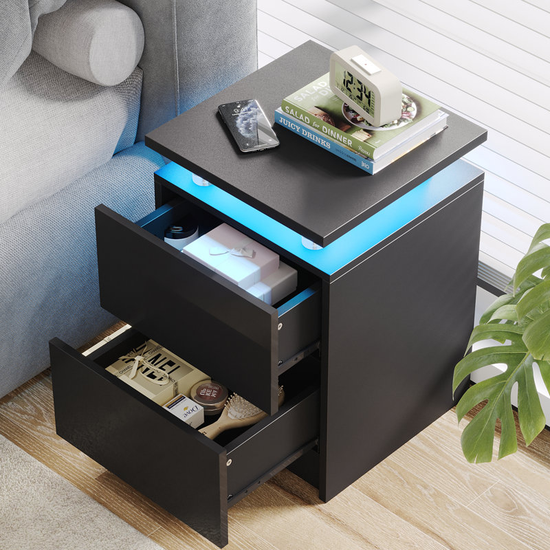 38cm W Acrylic Bedside Table, Black