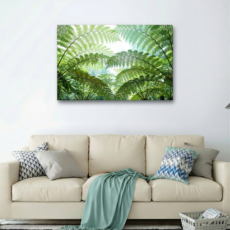 Ensemble de 1 tableau sur toile représentant une fougère tropicale, 16"H x 24"W, Wrapped Canvas
