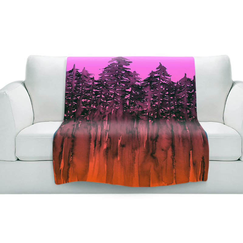 Couverture orange sherpa doux rose de forêt, l 68 po x L 80 po