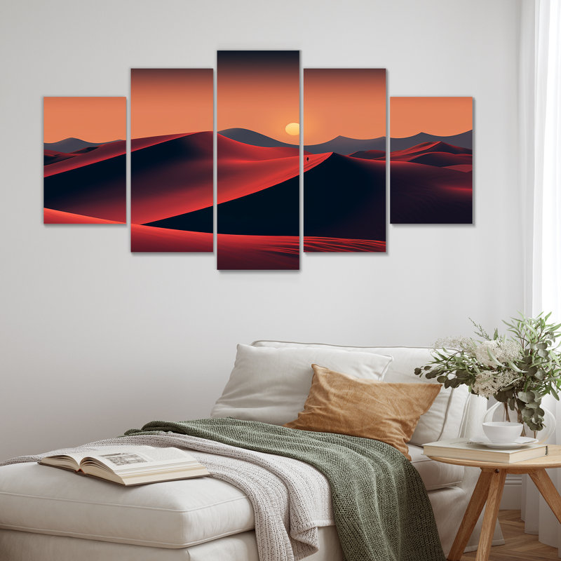 «Orange Sahara Desert Sand Dunes II», art mural multicolore sur toile