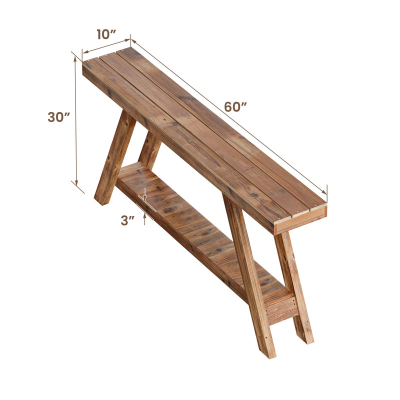 Console en bois massif naturel récupéré 46 pouces / 60 pouces, H 30 po x l 60 po x P 10 po, Brun