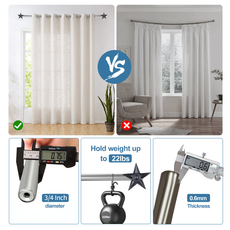Tringle à rideaux simple Richlands Star, Bleu, H 1 po x l 120 po x P 1 po