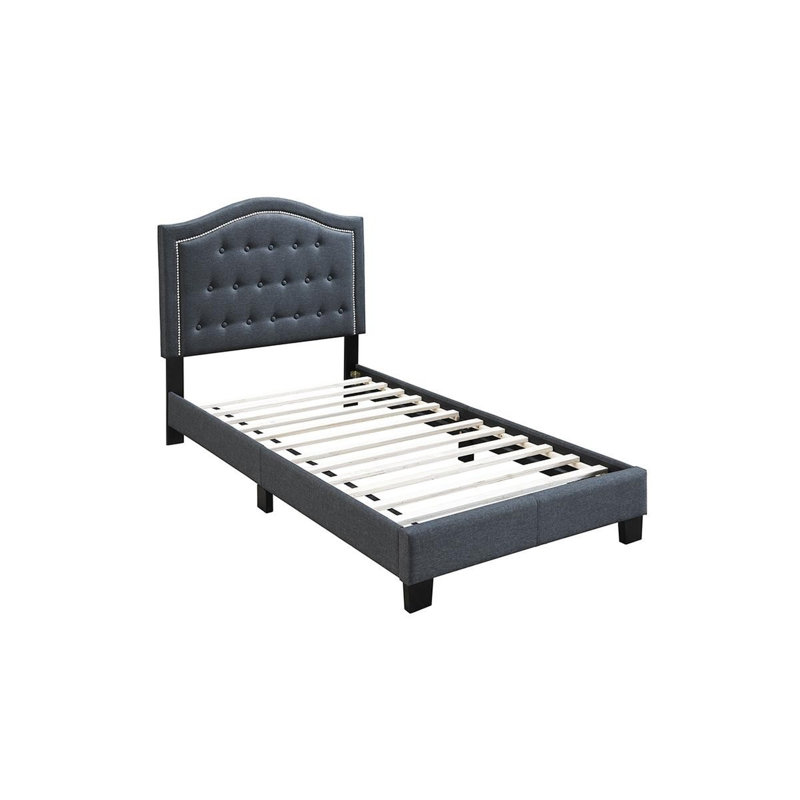 Cadre de lit Mid-Century moderne pour chambre à coucher, Lit simple, Gris anthracite
