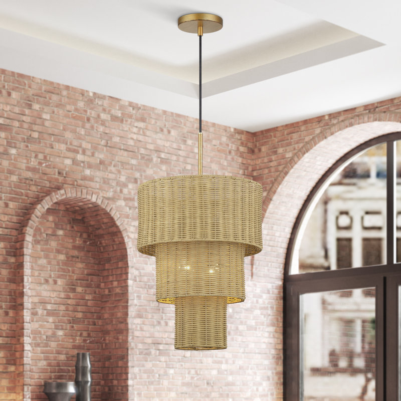 Luminaire suspendu feuille d'or antique 2 lumières Weavington
