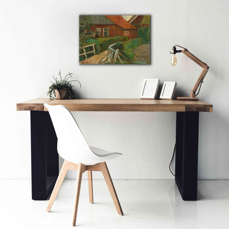 «Farm Building With Bridge, 1899» par Piet Mondrian, estampe numérique sur toile, H 18 po x l 26 po x P 0,75 po