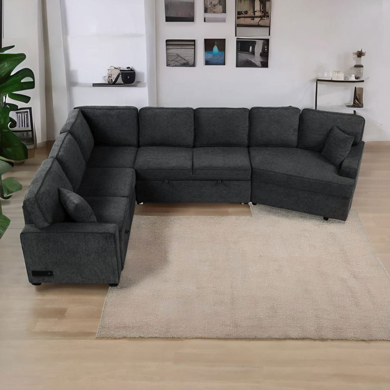 Divyesh Upholstered 126'' Sofa, Black