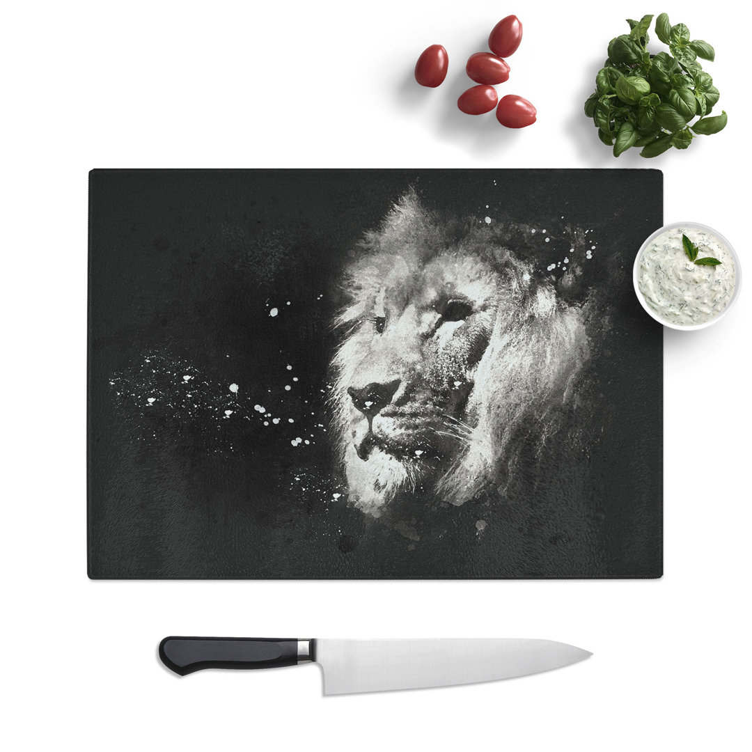 Tempered Glass Portrait of a Proud Lion Chopping Board