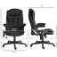 Fauteuil de bureau chauffant avec massage, dossier inclinable, rembourré, hauteur de siège réglable, chaleur vibrante noire, siège