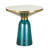 19" Round Side End Table Glass/Sintered Stone Top With Brushed Gold Rim And Tempered Glass Base-109375754-109375757