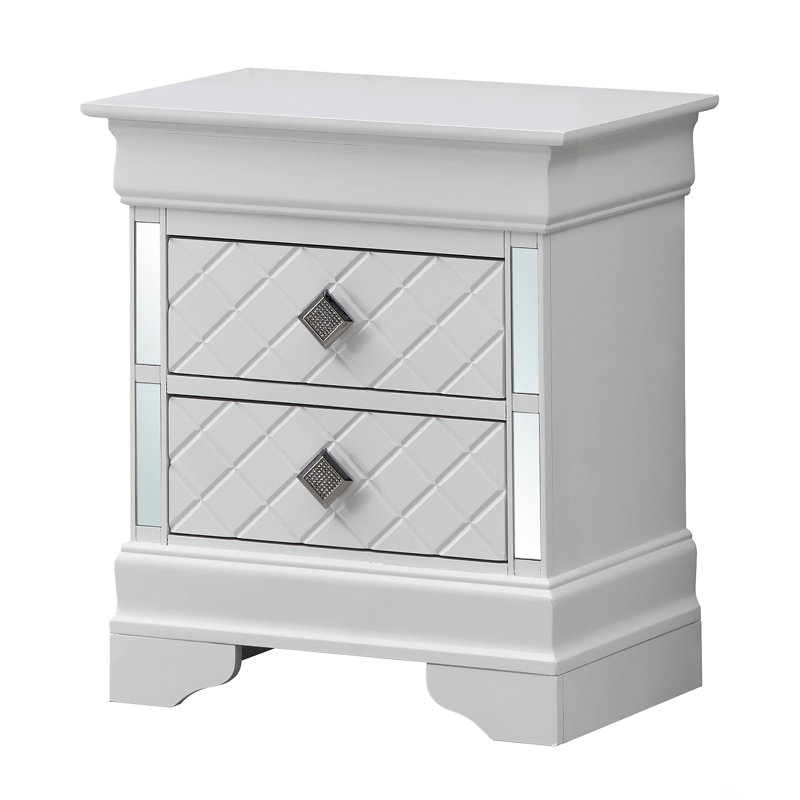 Table de chevet avec rangement, Blanc