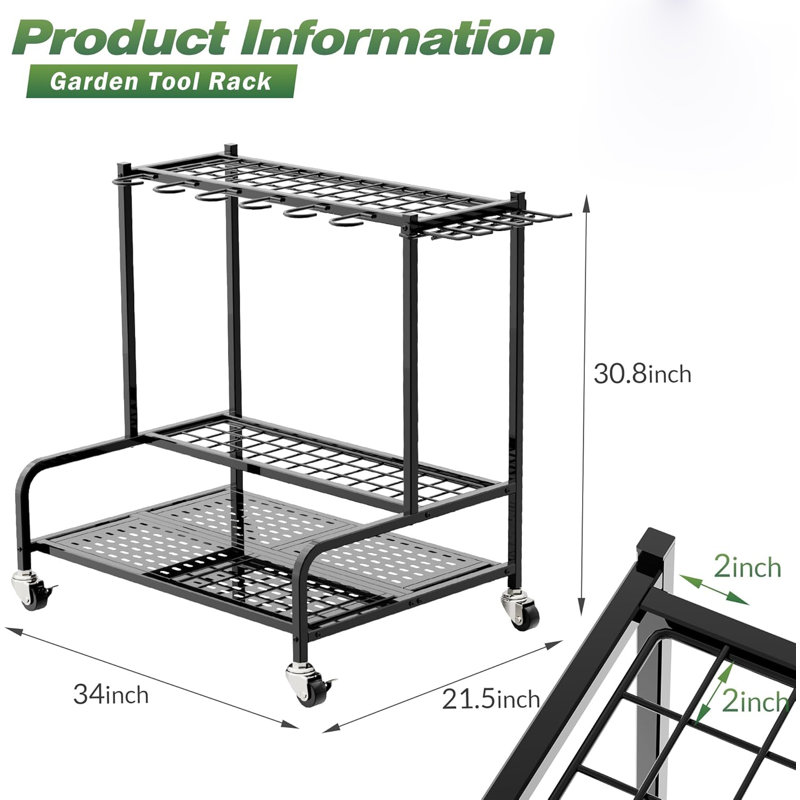 Garden Tool Rack With Wheels
