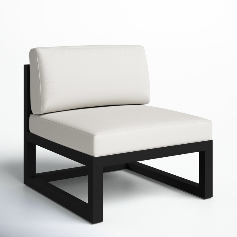 Smith Outdoor Lounge Chair with Sunbrella® Cushions, Canvas Natural Sunbrella® Canvas, Black