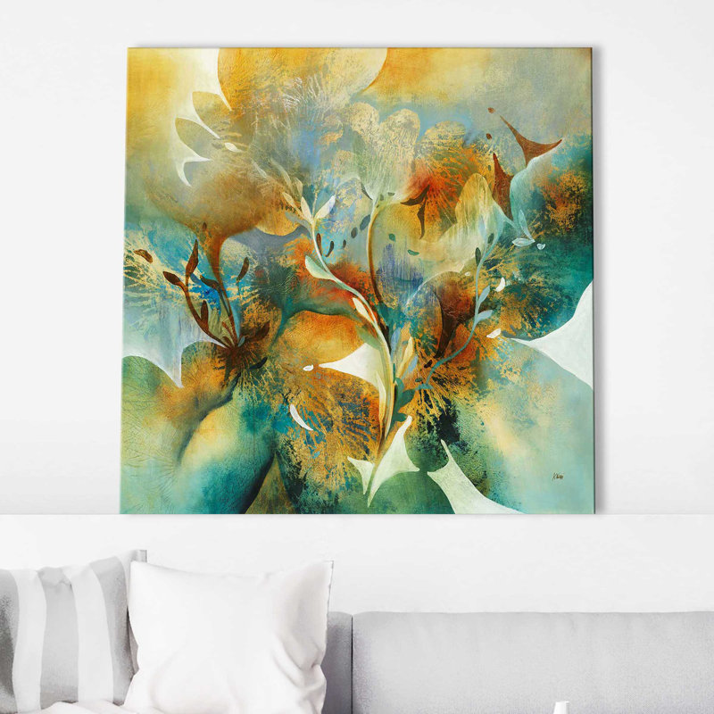 House of Flowers II - Peinture sur toile avec cadre flottant, H 36 po x l 36 po x P 1,5 po, Toile tendue