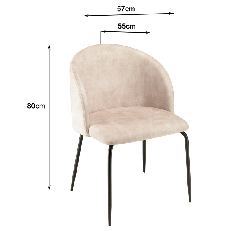 Luanna 47cm H Velvet Upholstered Side Chair, Beige