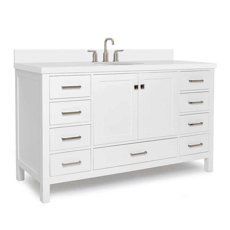Cambridge 61'' W Single Vanity, Oval, White