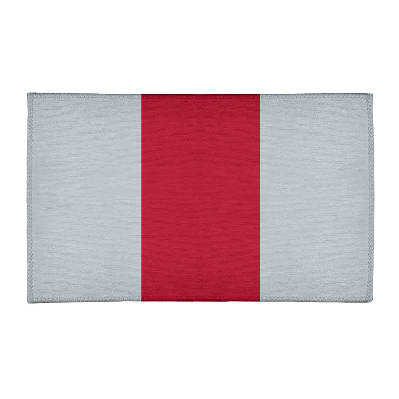 Tapis argent/rouge tissé à plat Los Angeles, Rectangle 4 pi x 6 pi