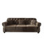 Canapé Chesterfield Mid-Century moderne en velours avec garniture cloutée, accoudoirs roulés et repose-pieds inclus, brun-1380505843
