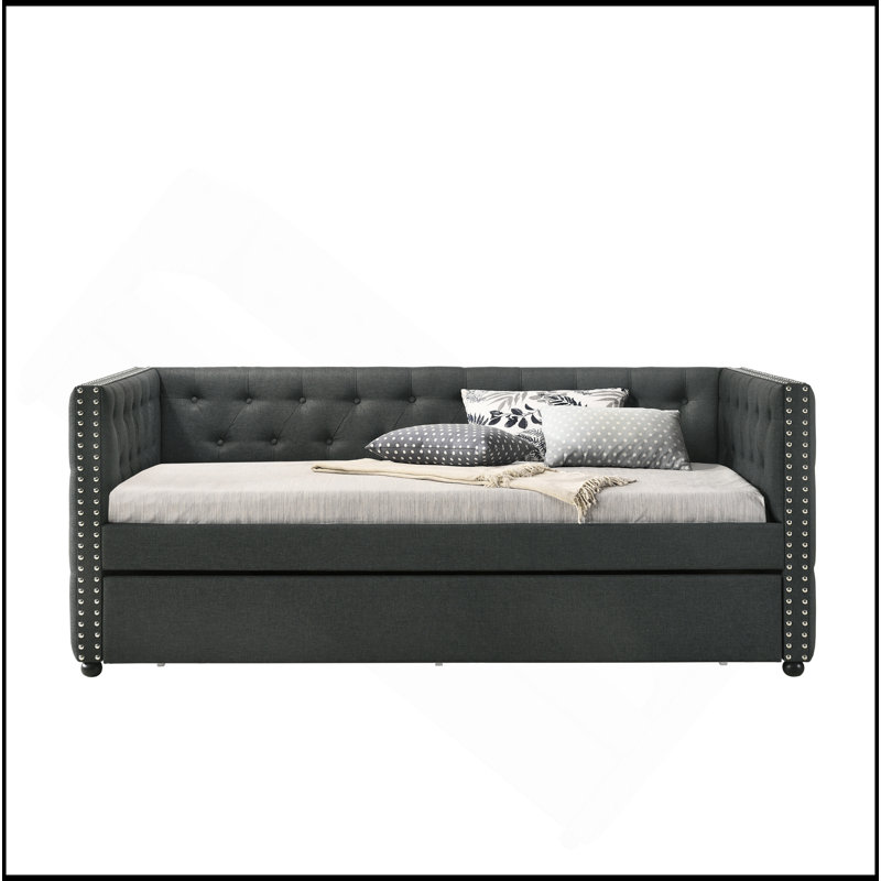 Grey Fabric Daybed W/Trundle, Full / Double
