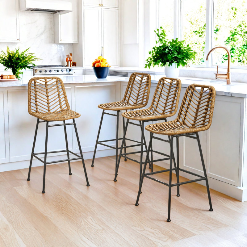 Enloe Wicker Outdoor Bar Stool Light Brown