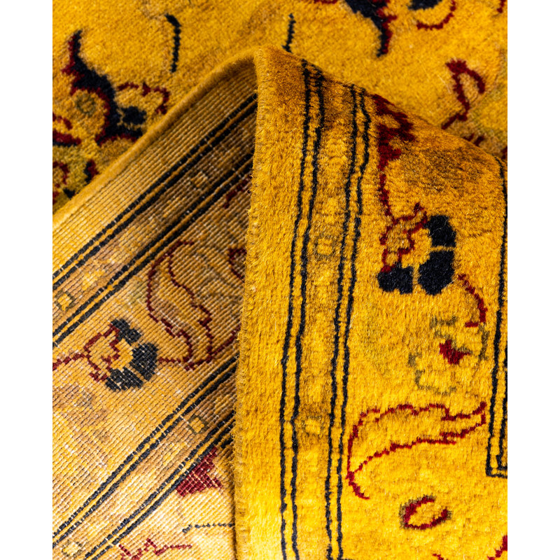Overdyed Hand-Knotted Wool Modern-Contemporary Yellow Runner 2' 6" x 10' 2"