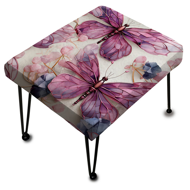 Purple Ruby Dragonfly Wings - Animal Print Rectangle Ottoman