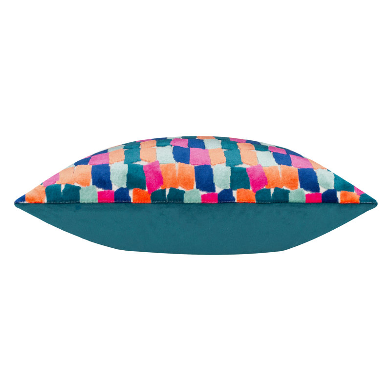 Metro Blocks Abstract Square Throw Cushion, Blue/Pink/Orange, Polyester