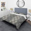 Ensemble de housse de couette moderne à motif géométrique abstrait rétro V - Microfibre-40702443