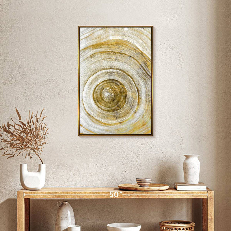 Anneaux d'arbre Molinari géométrique, Floating Frame Gold, 21 po x 31 po
