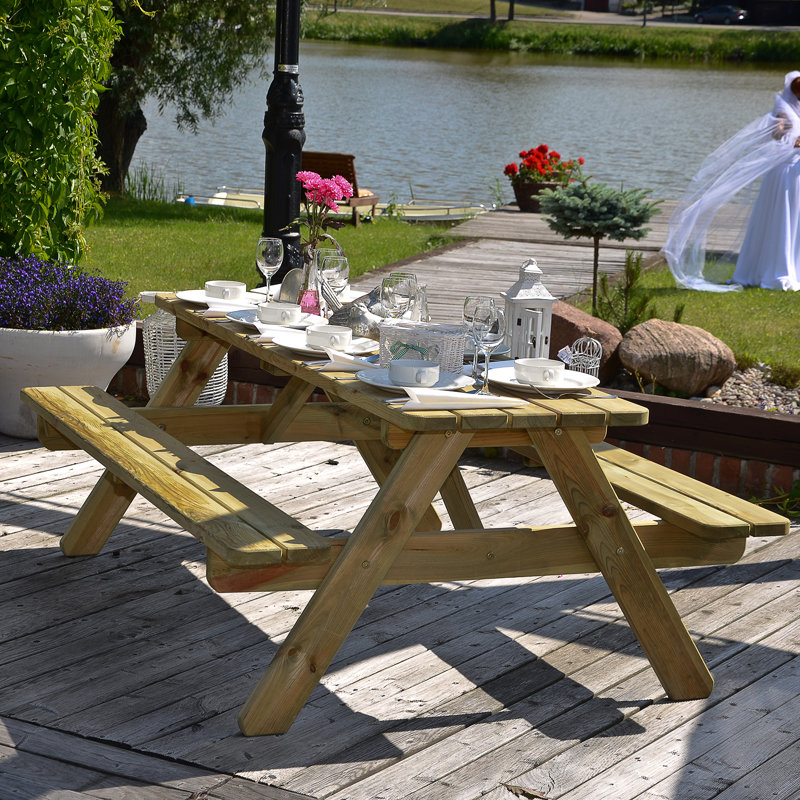 Tori 8 - Person Wood Patio Dining Set with Rectangular Table