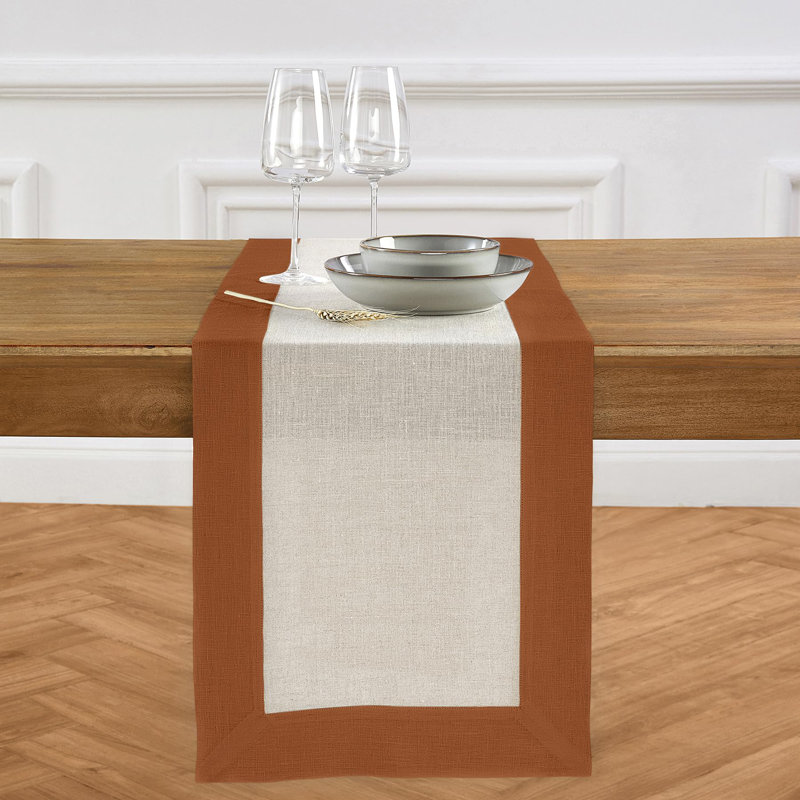 Linen Table Runners, 90" x 14", Cinnamon/Natural