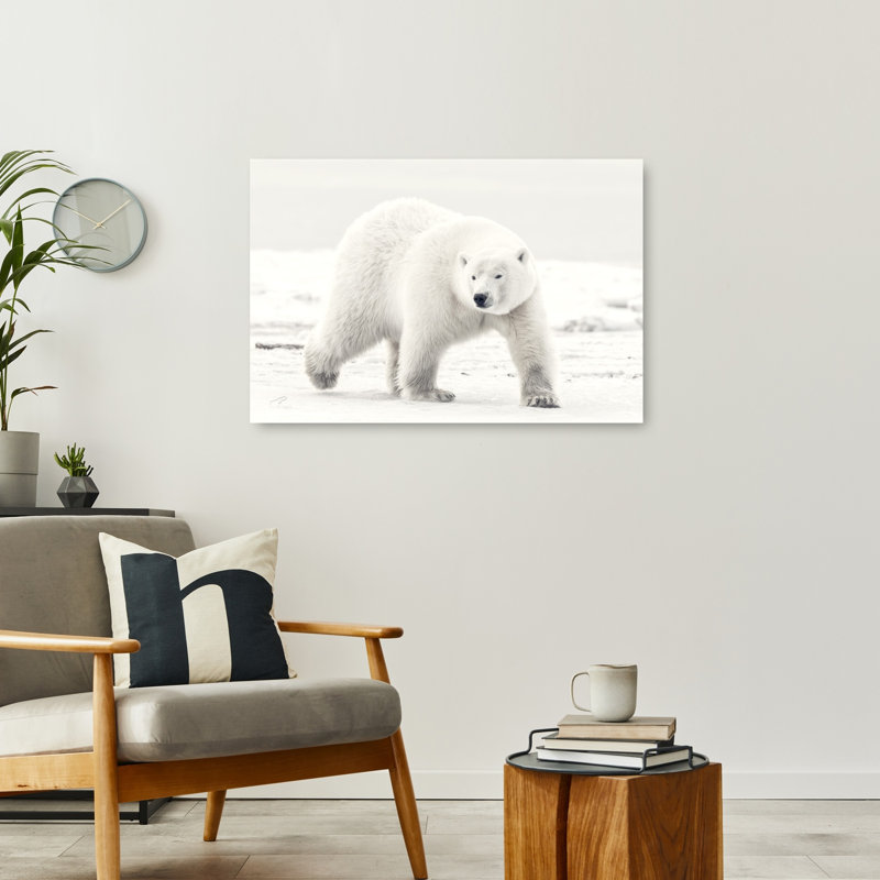 Arctic Polar Bear Peaceful Abstract Contemporary Bear Landscape Nature Wall Art Print by Eiji Itoyama - Wrapped Canvas Print