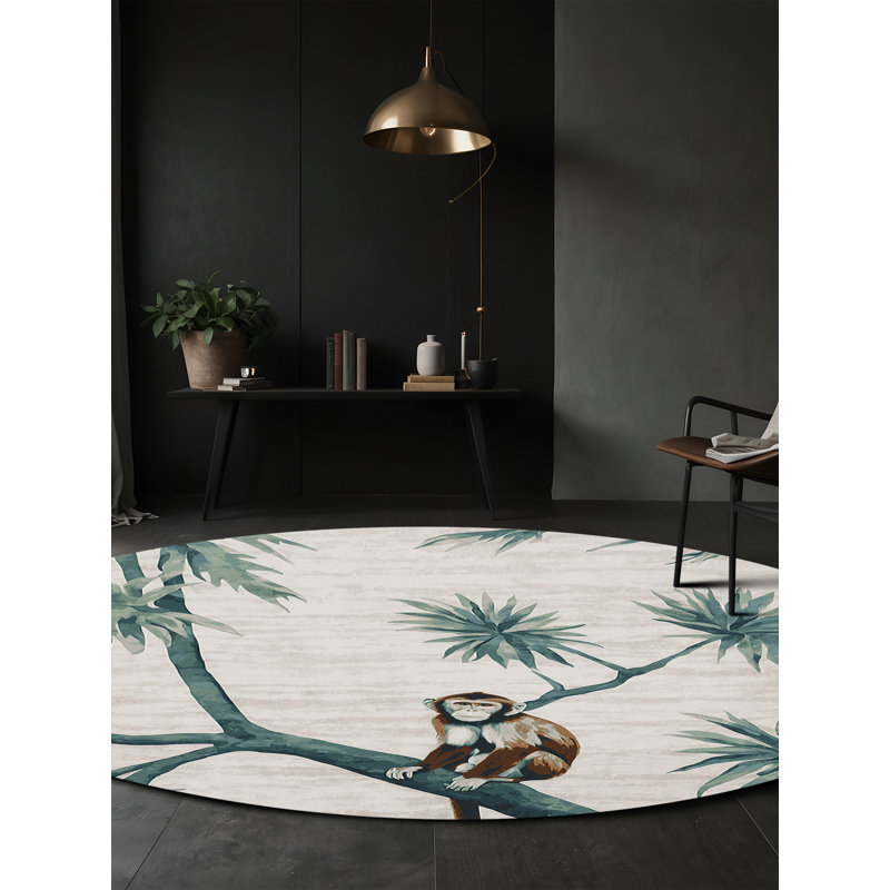 Tapis gris soyeux et moelleux, Rond 4 pi