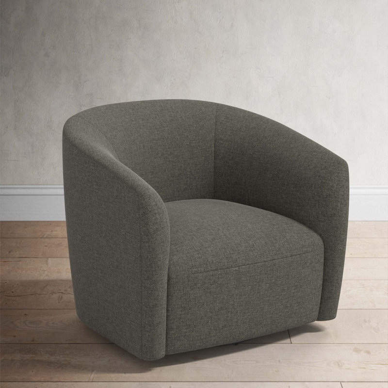 Marita 32" Barrel Chair, Zuma Charcoal Textured Linen