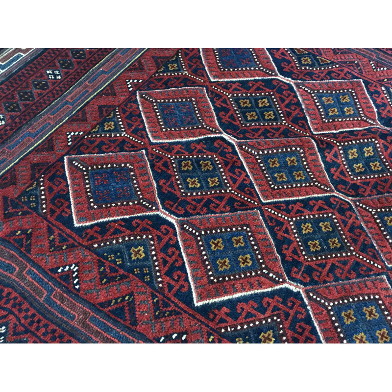 Hand-Knotted High-Quality Red and Purple Area Rug