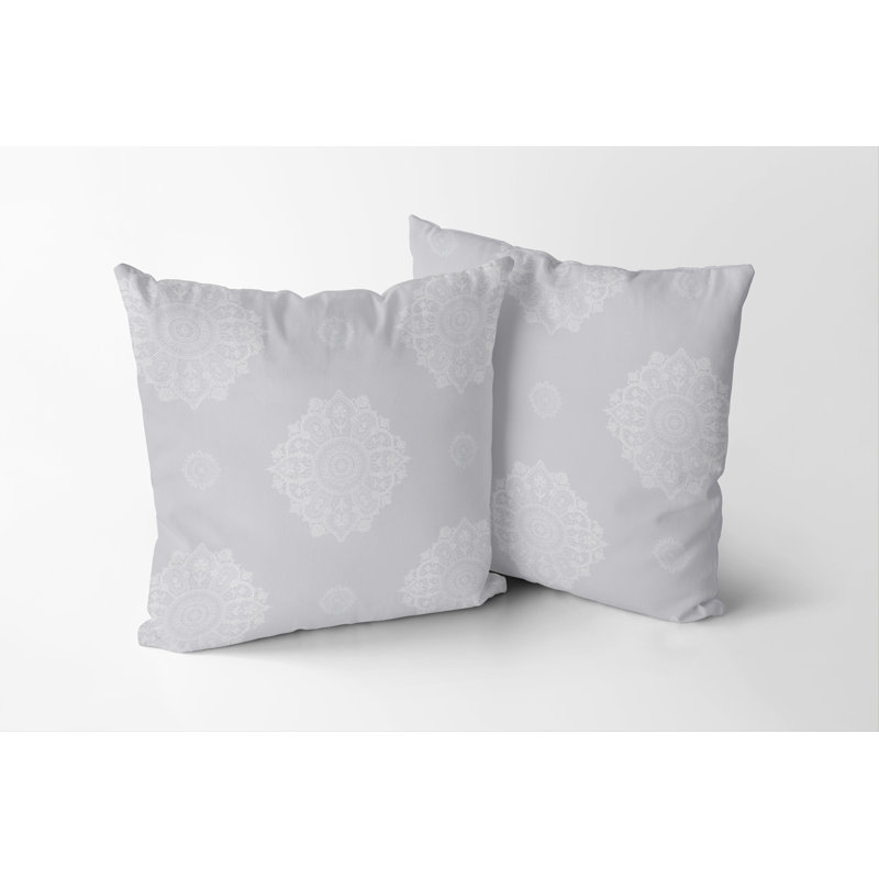 Housse de coussin Lace Medallions, H 20 po x l 20 po, Blanc, Carré