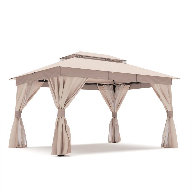 Lausaint Home 10'x13' Steel Patio Gazebo, Champagne