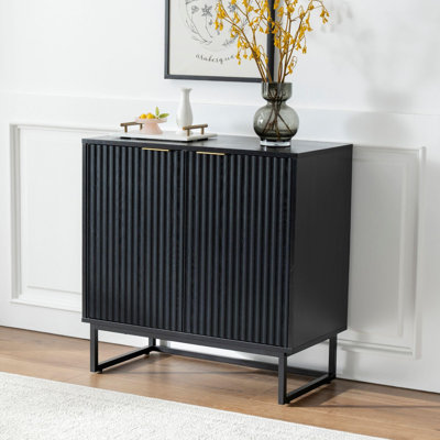 31.5" Tall 2 - Door Fluted Accent Cabinet,Sideboard with Adjustable Shelves