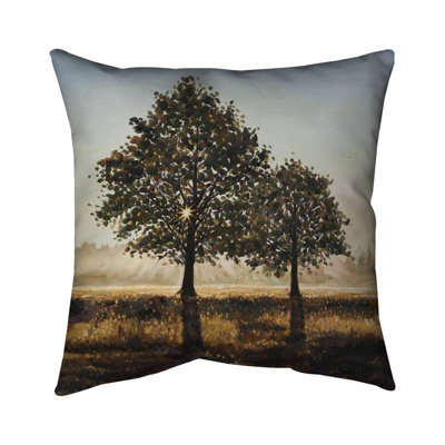 Trees in the countryside - 18"x18" Throw pillow cover - Poly twill - Print on demand