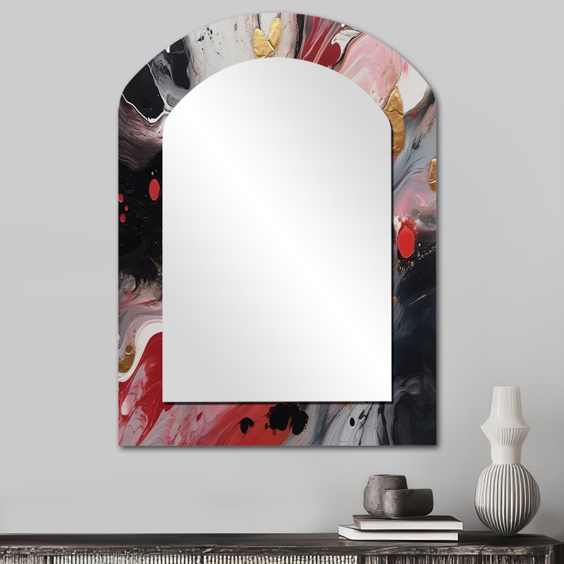 Miroir mural rouge et noir Whispers III - Red Arch, 34 po x 25 po