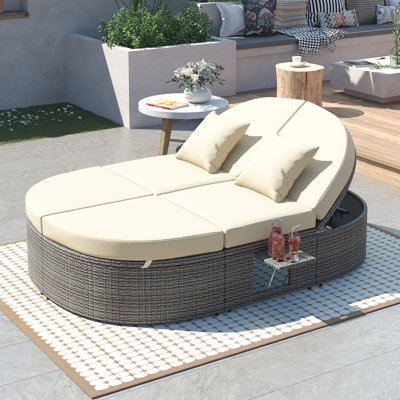 Chaise longue d'extérieur en osier Xhuliana 
